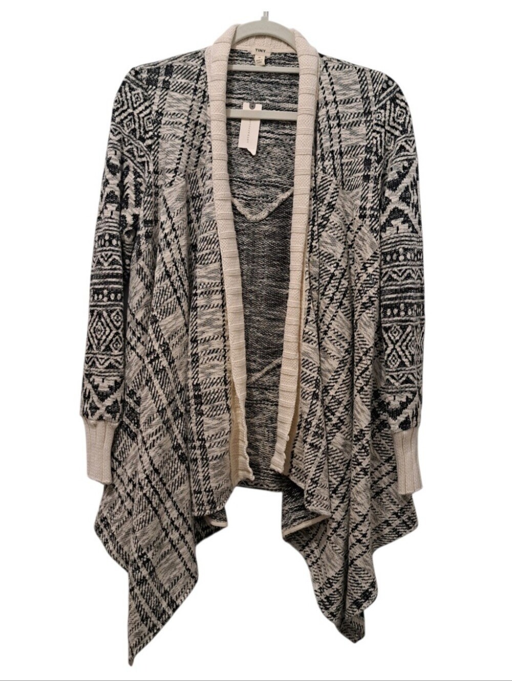 Anthropologie Tiny Mazarine Jacquard Minimalist Boho Open Front Cardigan SP NWT